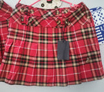 Chic Red Plaid Pleated Skirt