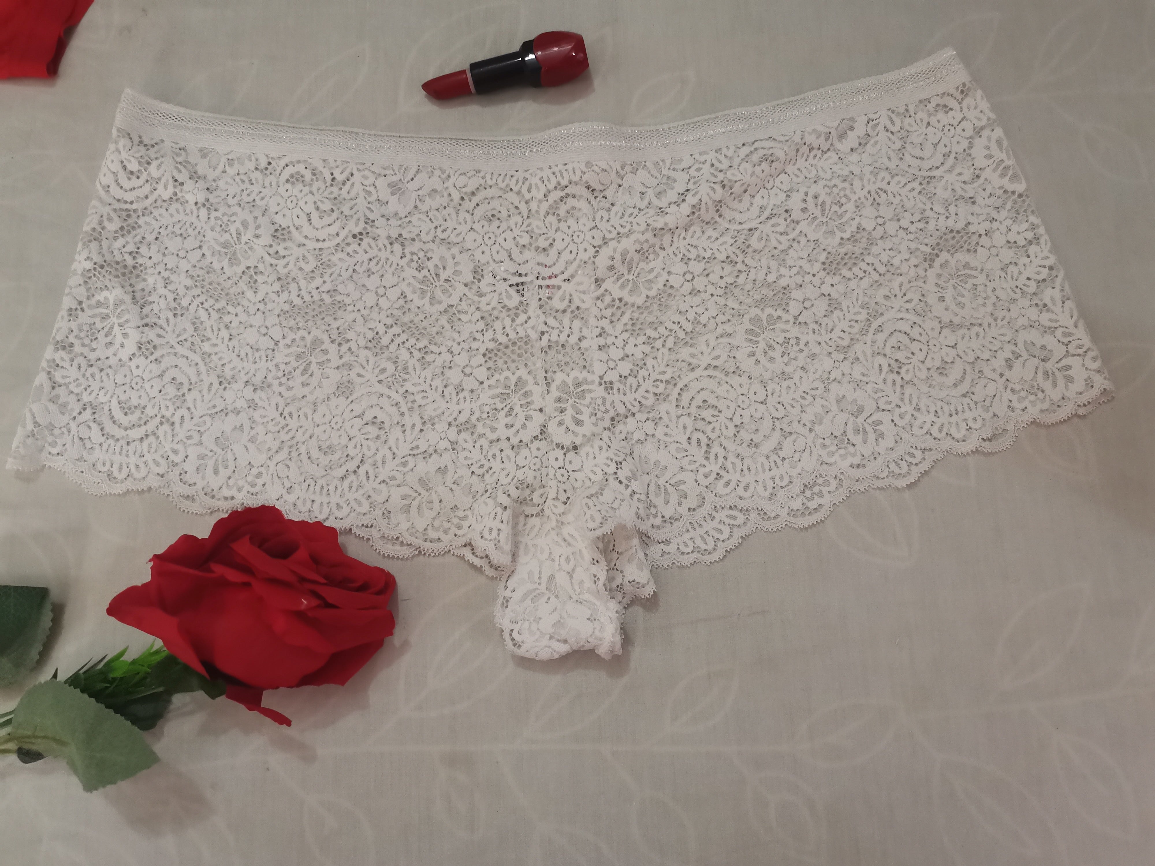 Elegant White Lace plus size pant