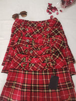 Chic Red Plaid Pleated Skirt